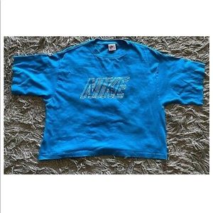 Rare VTG NIKE Spell Out Logo Crop Top T Shirt 80s